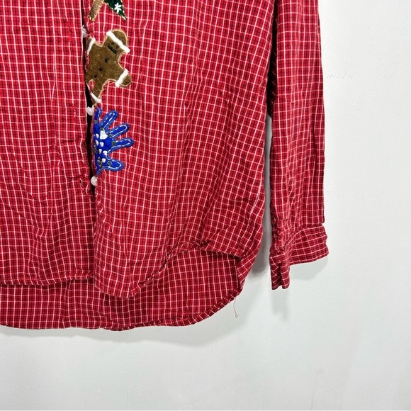 UGLY CHRISTMAS SWEATER button up flannel sweater U24 - Picture 2 of 5